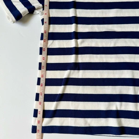 J.Crew Perfect Fit Striped Tee Blue Ivory Medium Fitted - Picture 7 of 8